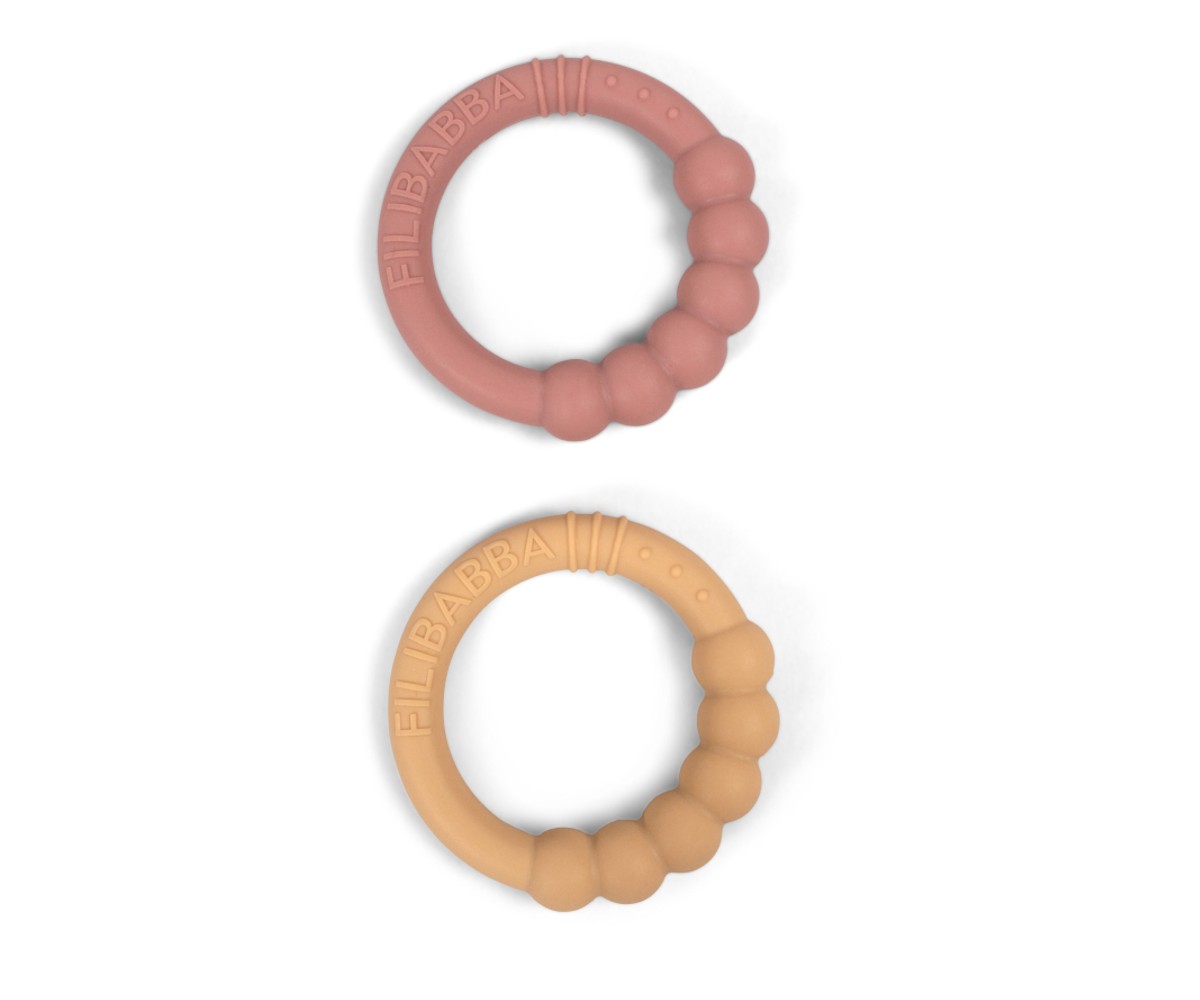 Filibabba Silicone Teether Ring 2 Pack – Vintage Rose