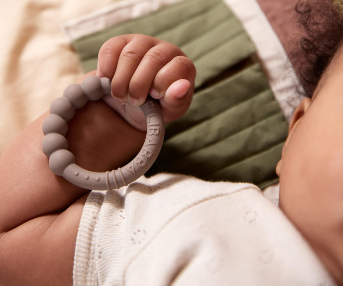Filibabba Silicone Teether Ring 2 Pack – Warm Grey & Honey Gold