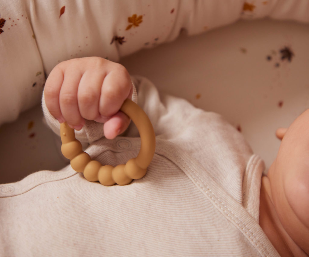 Filibabba Silicone Teether Ring 2 Pack – Warm Grey & Honey Gold