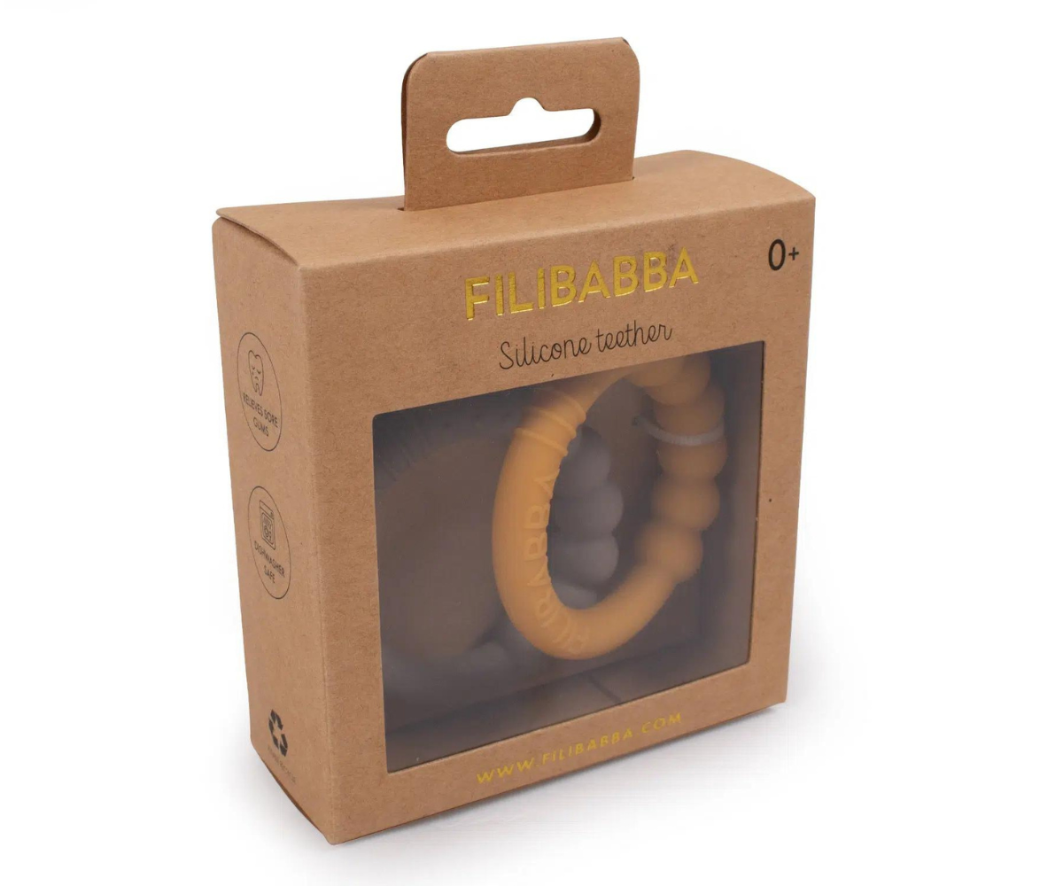 Filibabba Silicone Teether Ring 2 Pack – Warm Grey & Honey Gold