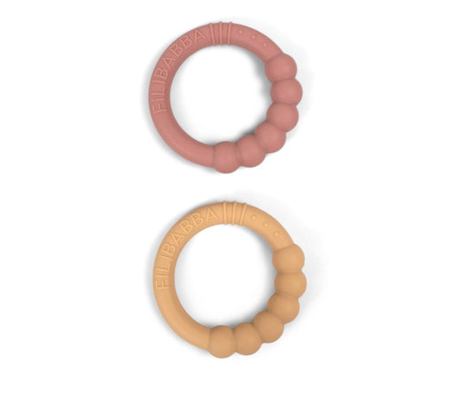 Filibabba Silicone Teether Ring 2 Pack – Vintage Rose